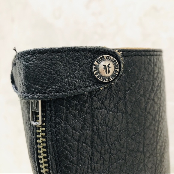 FRYE {6B} Boots Black Leather Knee-High Rear Zip - Picture 2 of 12